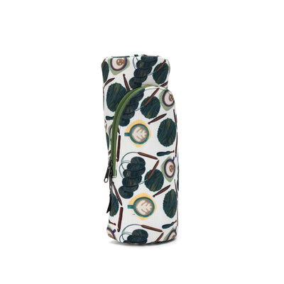 Standing Needle Case | Coffee and Yarn Green Fabric Print (PREORDER)