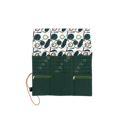 Tri-Fold Circular Needle Case | Coffee and Yarn Purple Fabric Print