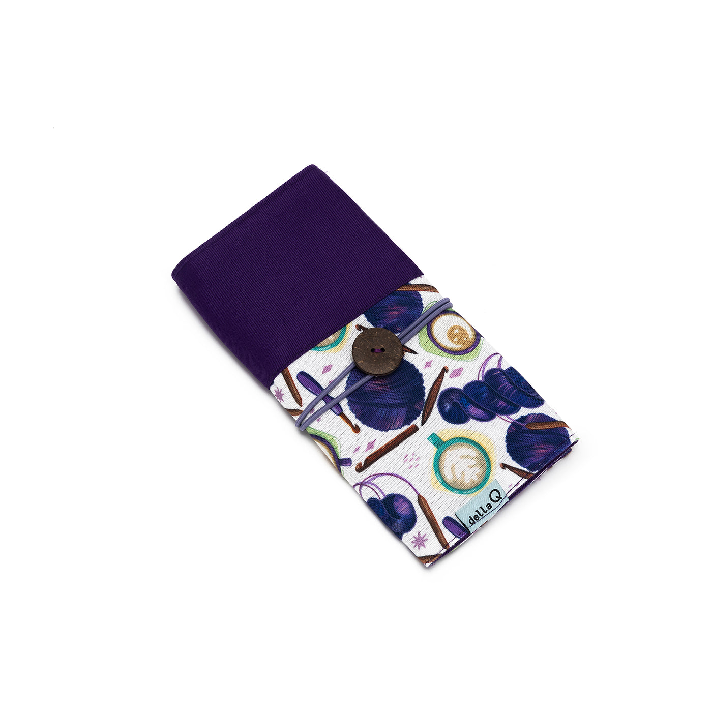 Interchangeable Needle Case | Coffee and Yarn Green Fabric Print