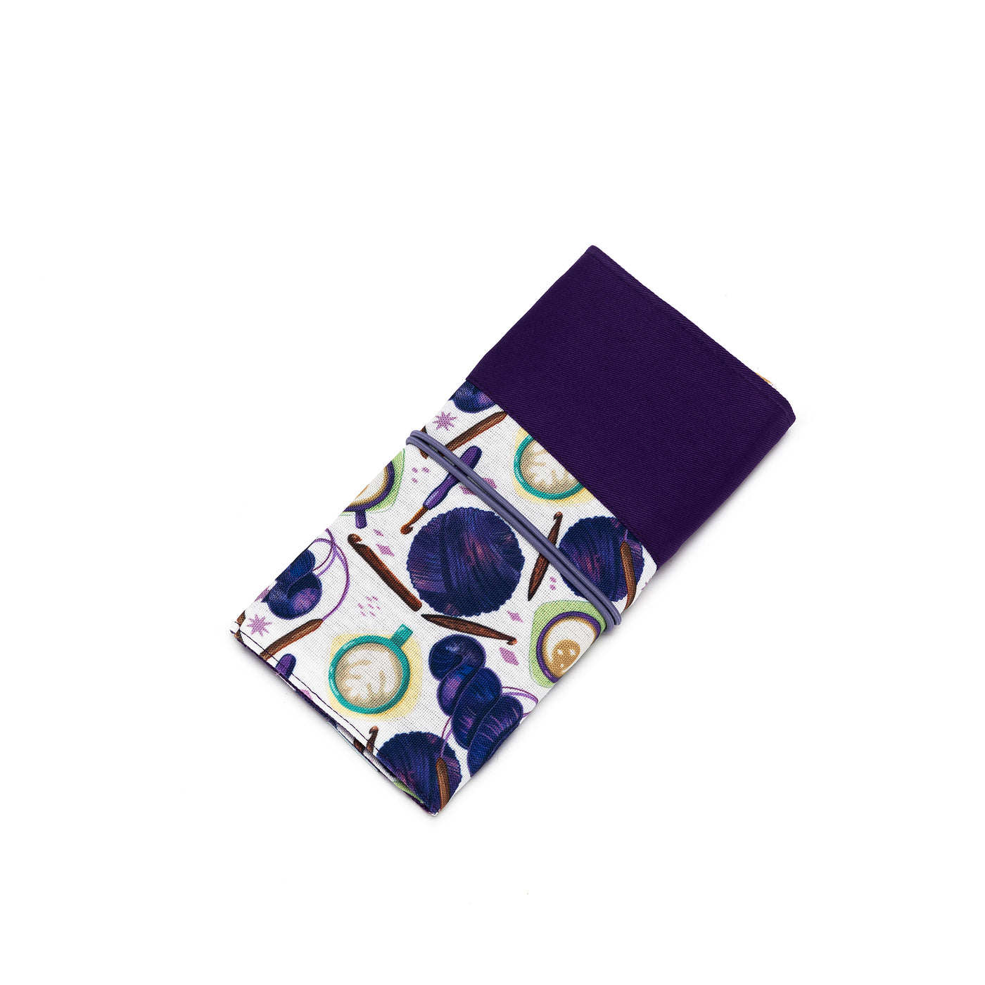 Interchangeable Needle Case | Coffee and Yarn Green Fabric Print (PREORDER)