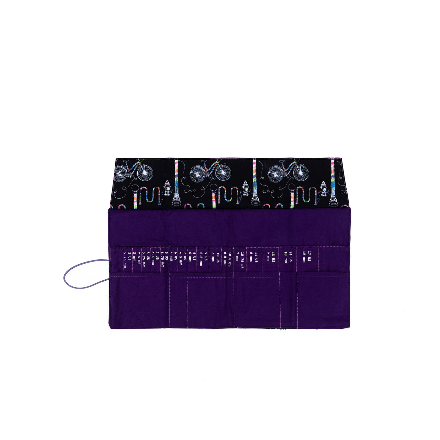 Interchangeable Needle Case | Coffee and Yarn Purple Fabric Print