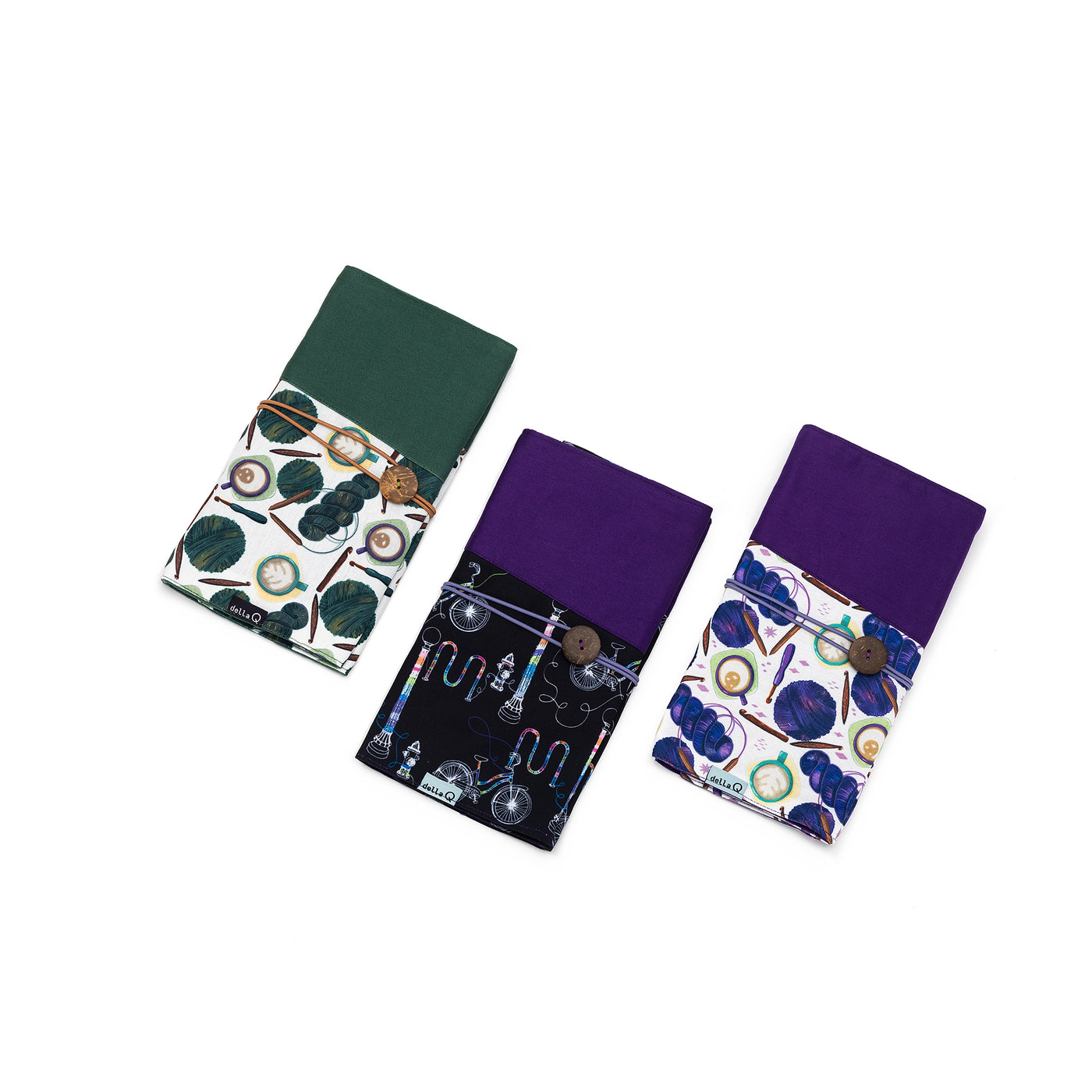 DPN + Circular Needle Case | Coffee and Yarn Purple Fabric Prints