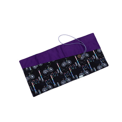 DPN + Circular Needle Case | Coffee and Yarn Purple Fabric Prints