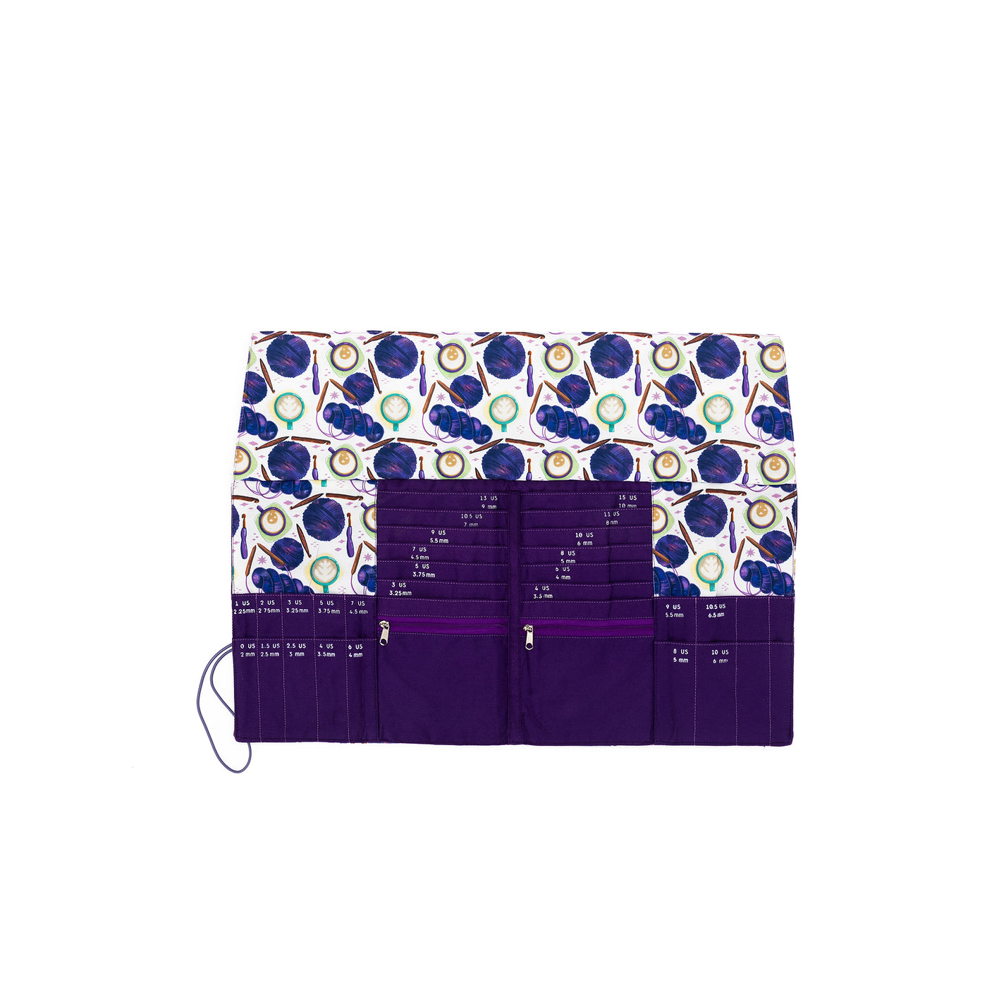 DPN + Circular Needle Case | Coffee and Yarn Purple Fabric Prints