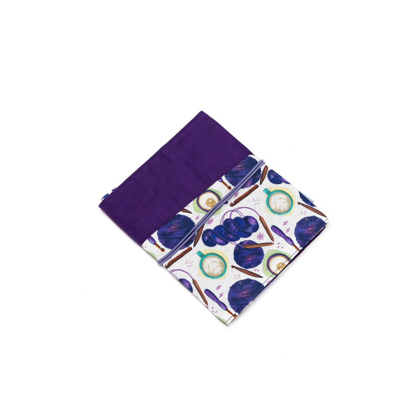 Crochet Roll | Coffee and Yarn Purple Fabric Print