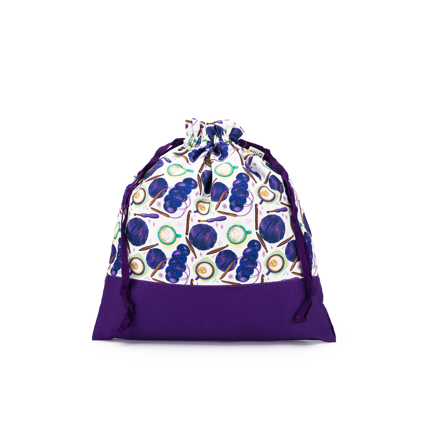Large Eden Project Bag | Coffee and Yarn Purple Fabric Print