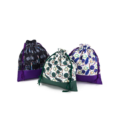 Large Eden Project Bag | Coffee and Yarn Purple Fabric Print (PREORDER)
