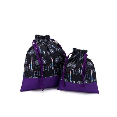 Large Eden Project Bag | Coffee and Yarn Purple Fabric Print