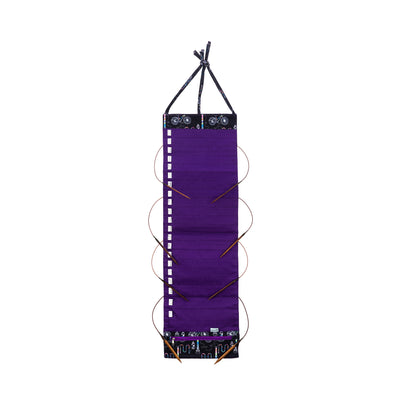 Hanging Circular Needle Organizer | Coffee and Yarn Purple Fabric Print (PREORDER)