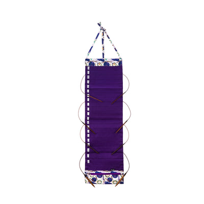 Hanging Circular Needle Organizer | Coffee and Yarn Purple Fabric Print