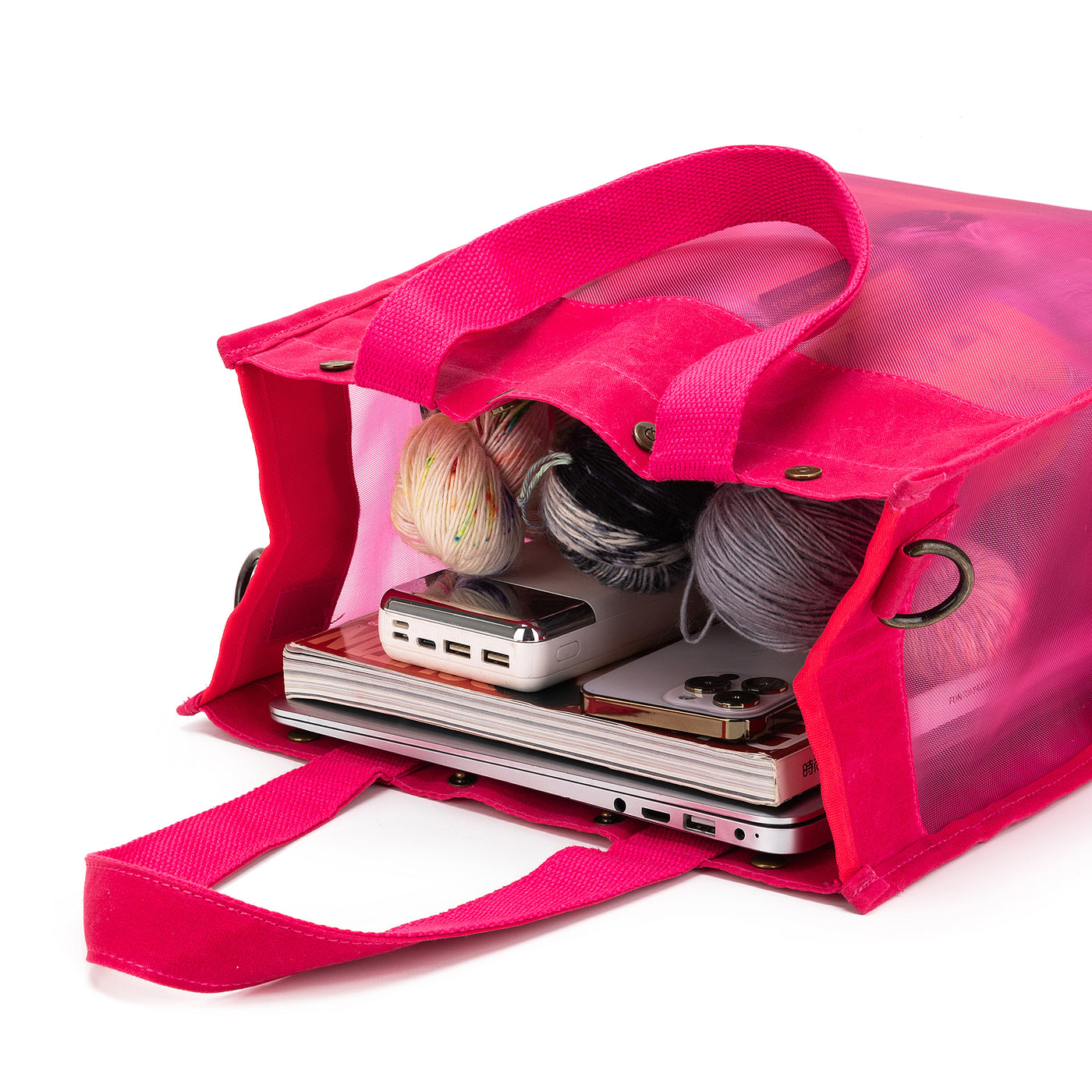 Maker's Tall Mesh Tote | Vivid Rose