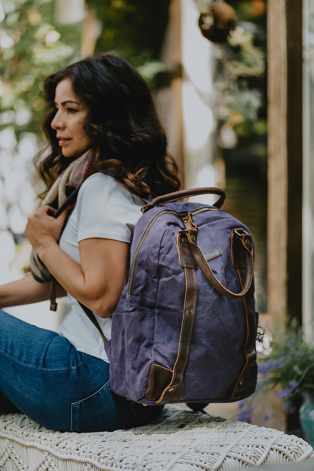 Backpack Waxed Canvas / Roll Top Backpack / Hipster buy Bag / Waxed Backpack/ Purple Backpack / Canvas Rucksack / Modern Backpack / Gift For Her