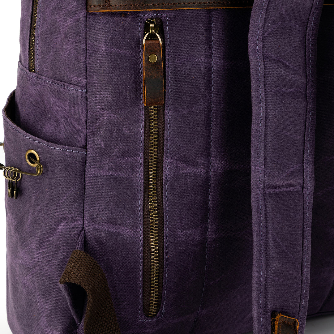 Rucksack Signature Leather Ladies Beige/Purple popular Canvas Backpack W/COA